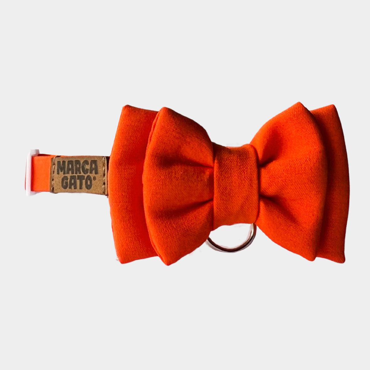 Corbatín para gatos naranja unicolor broche seguridad anti ahorcamiento ajustable elegante

