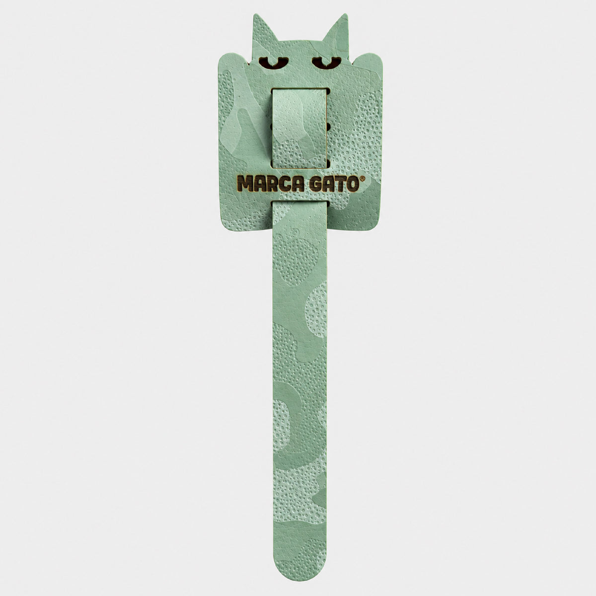 Organizador de cables de cuero vegano con forma de gato
