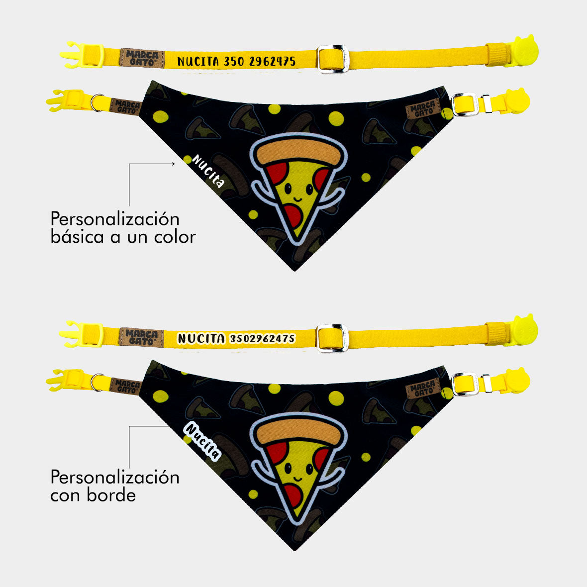 Pañoleta personalizada para gatos - pañoleta Pizza