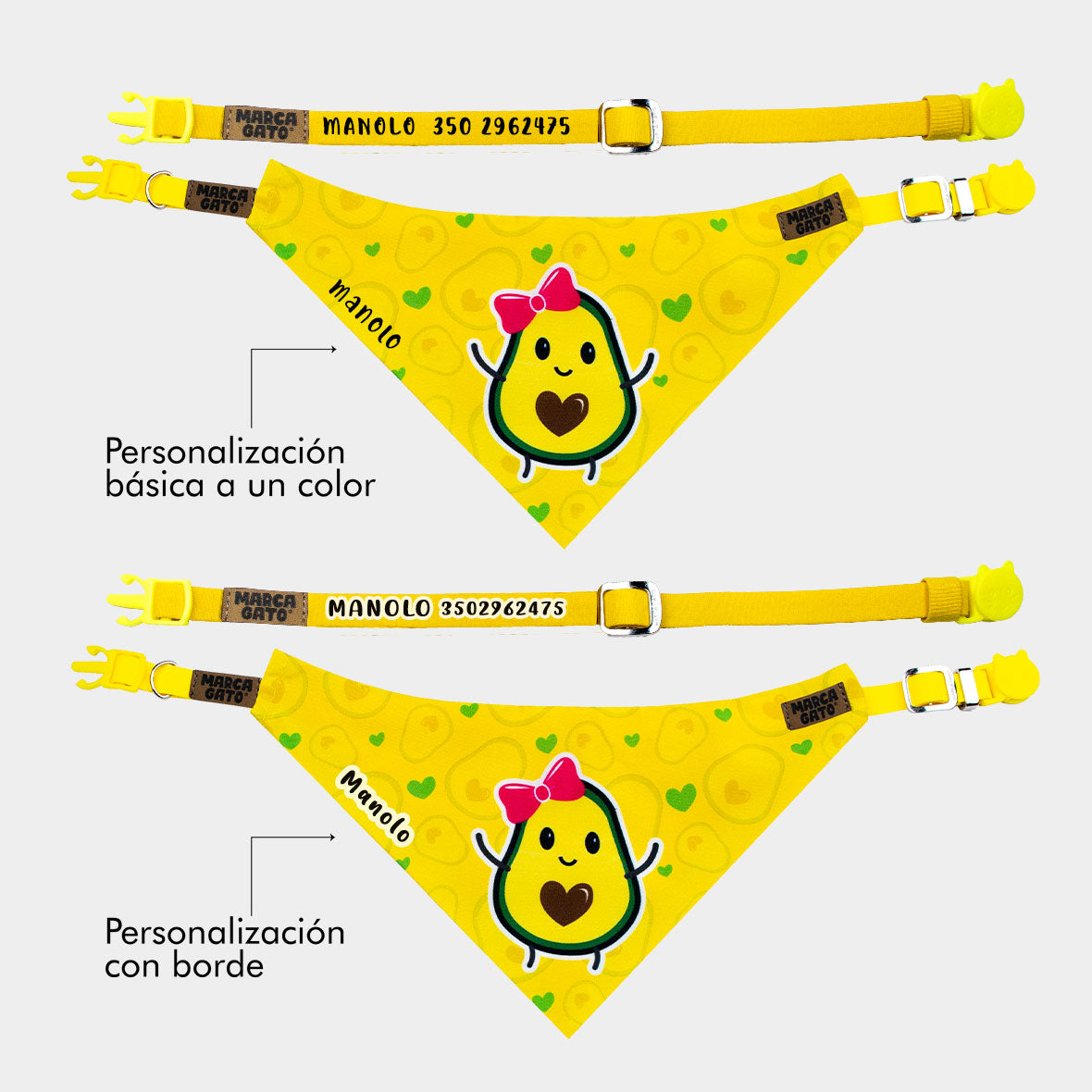 Pañoleta personalizada para gatos - pañoleta  miss aguacate