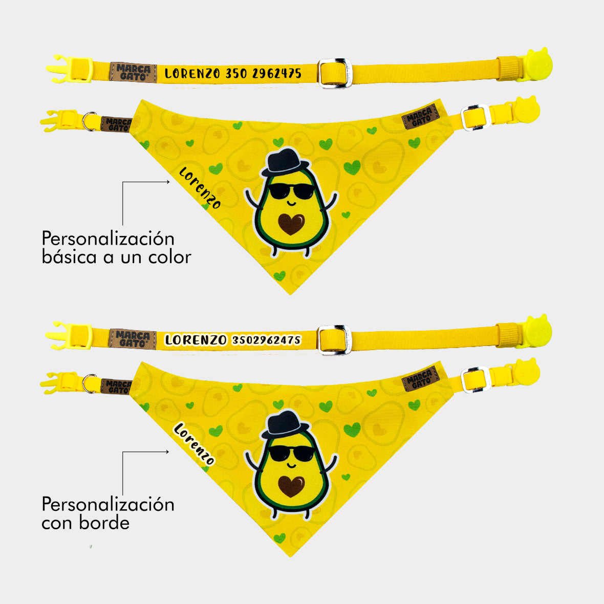 Pañoleta personalizada para gatos - pañoleta Sr aguacate