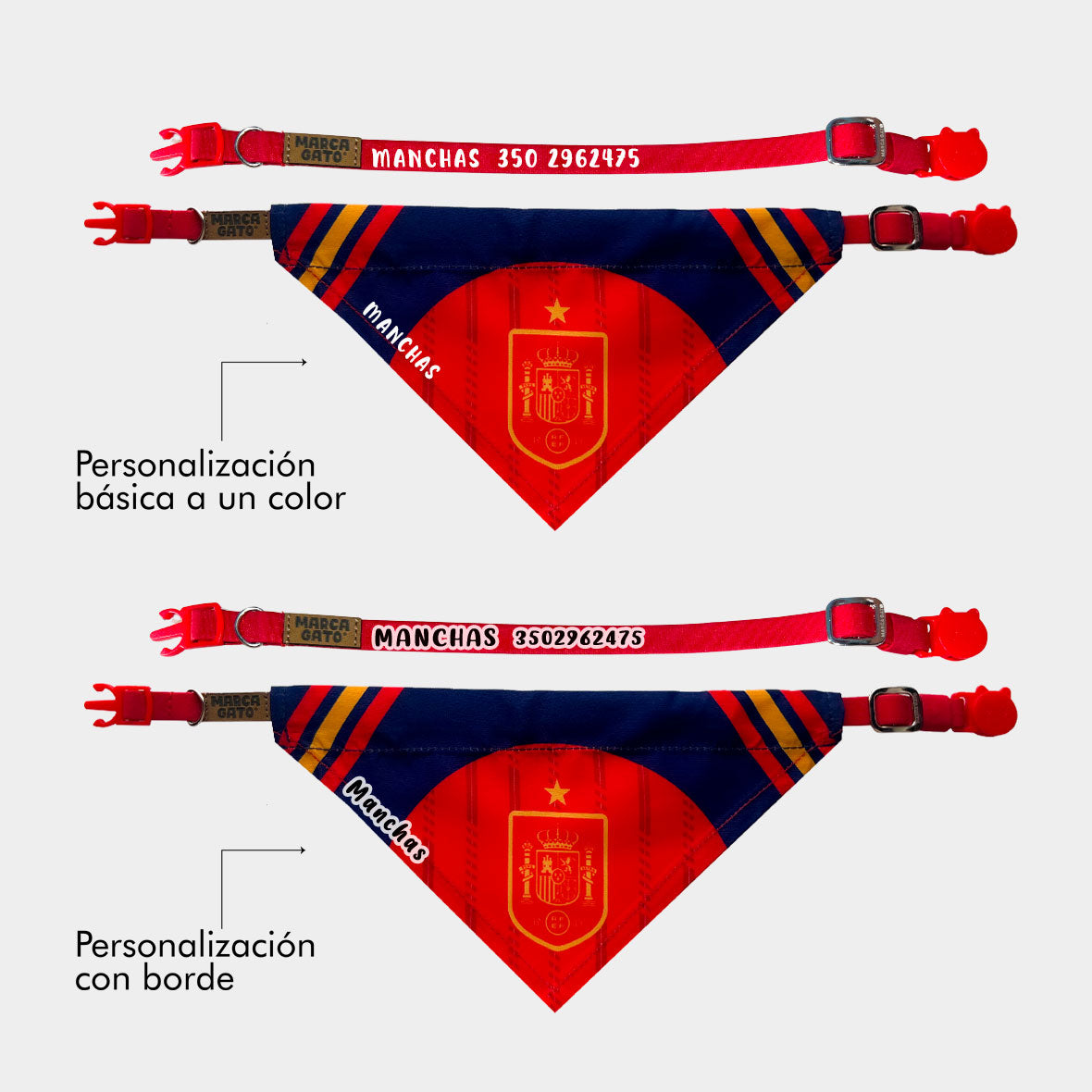 Pañoleta gatos selección felina España mundial 2026 bandana pañoleta personalizada 