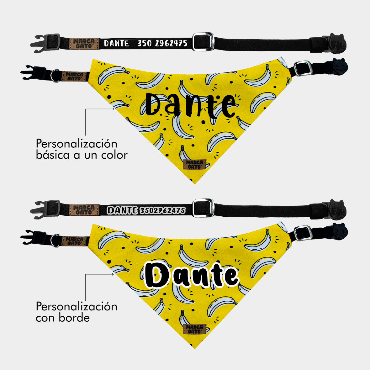 Pañoleta personalizada para gatos - pañoleta banana