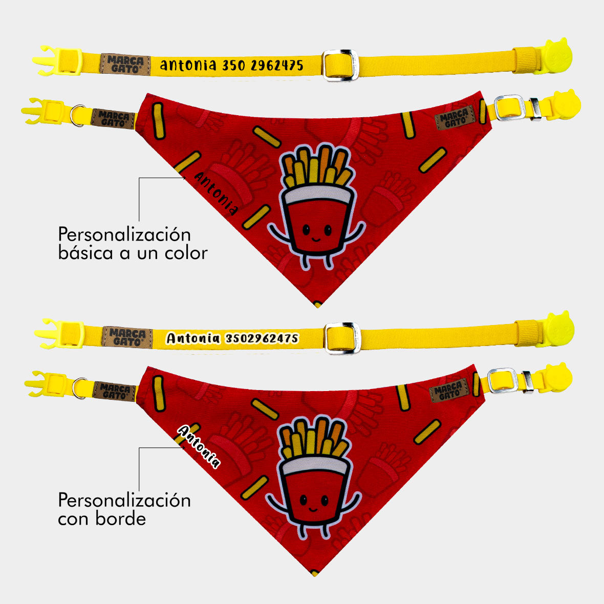 Pañoleta personalizada para gatos - pañoleta Purr Fries