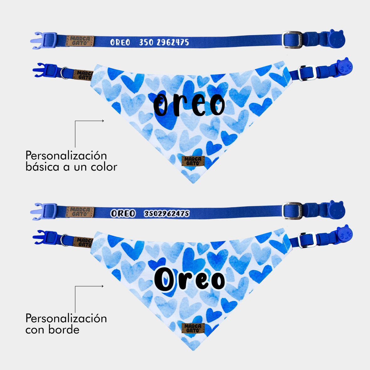Pañoleta personalizada para gatos - pañoleta cian 