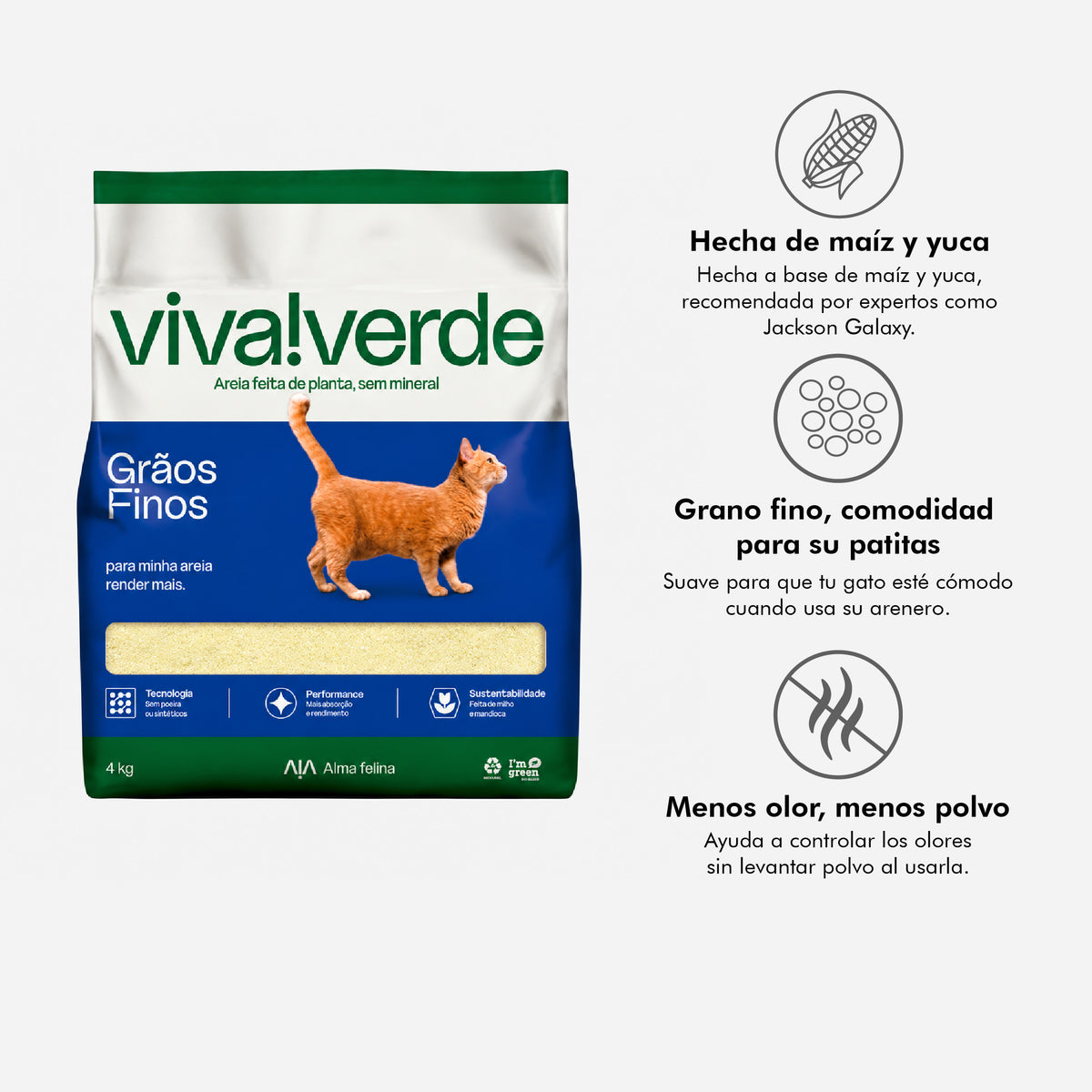 Arena Ecológica Super Premium Viva Verde (Grano Fino x 4 Kg)
