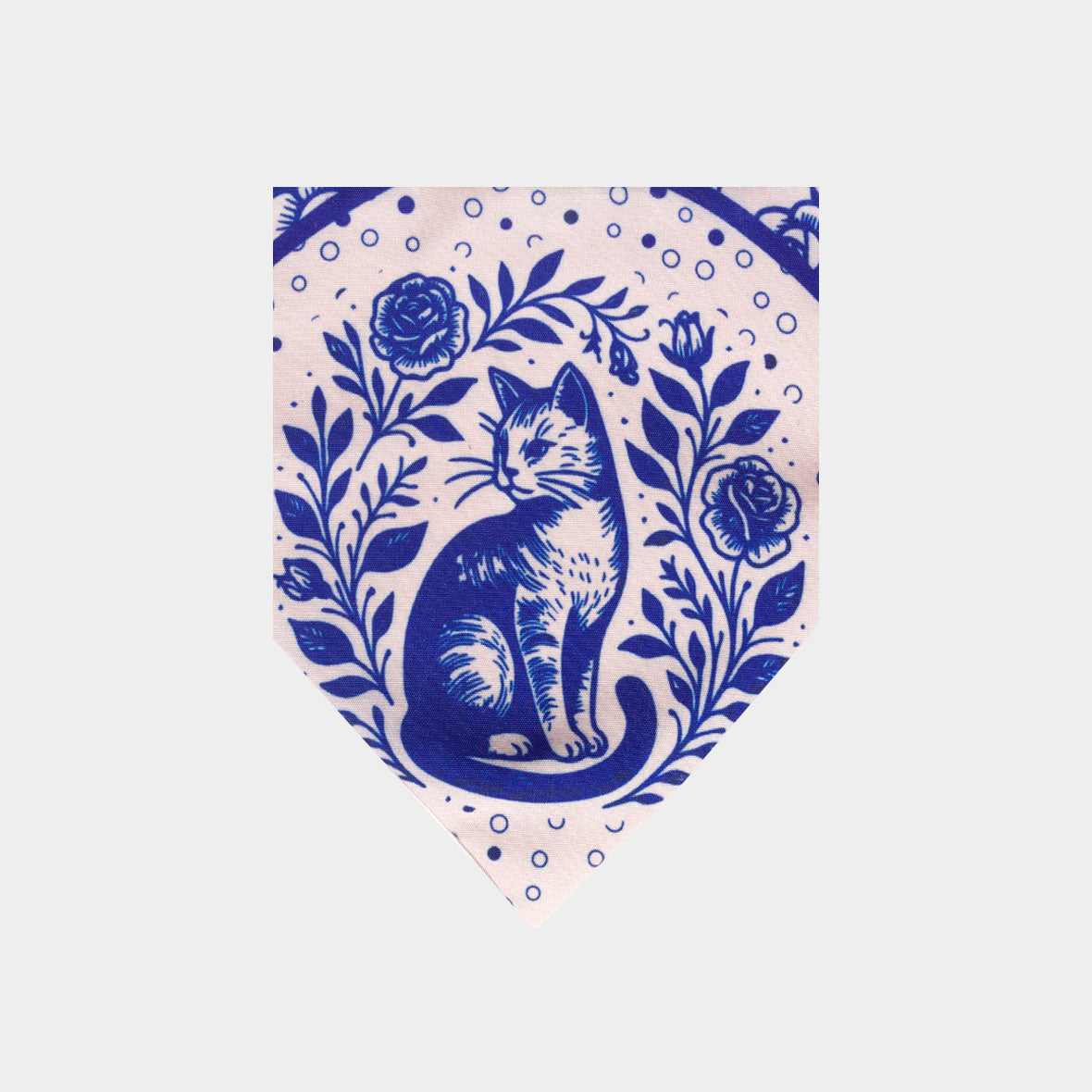 Pañoleta para gatos azul rosas floral cats and roses reversible felino