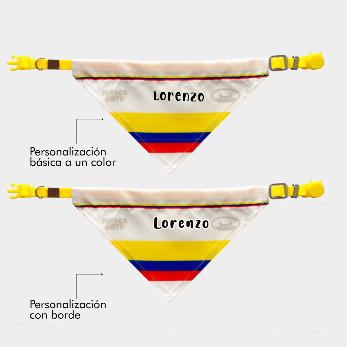 Pañoleta para gatos selección felina 2026 fútbol deportivo bandana Colombia pañoleta personalizada