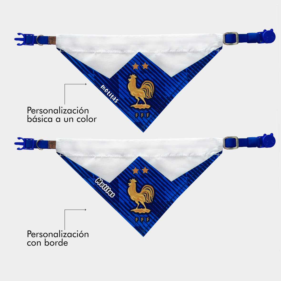 Pañoleta gatos selección felina Francia mundial 2026 bandana personalizada fútbol
