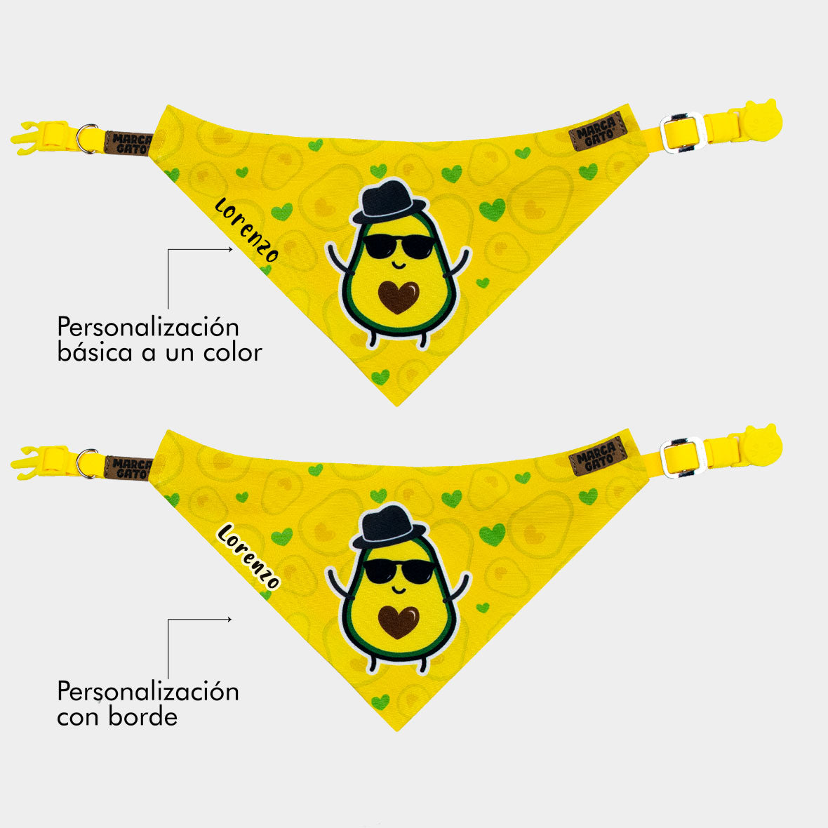 Pañoleta personalizada para gatos - pañoleta Sr aguacate