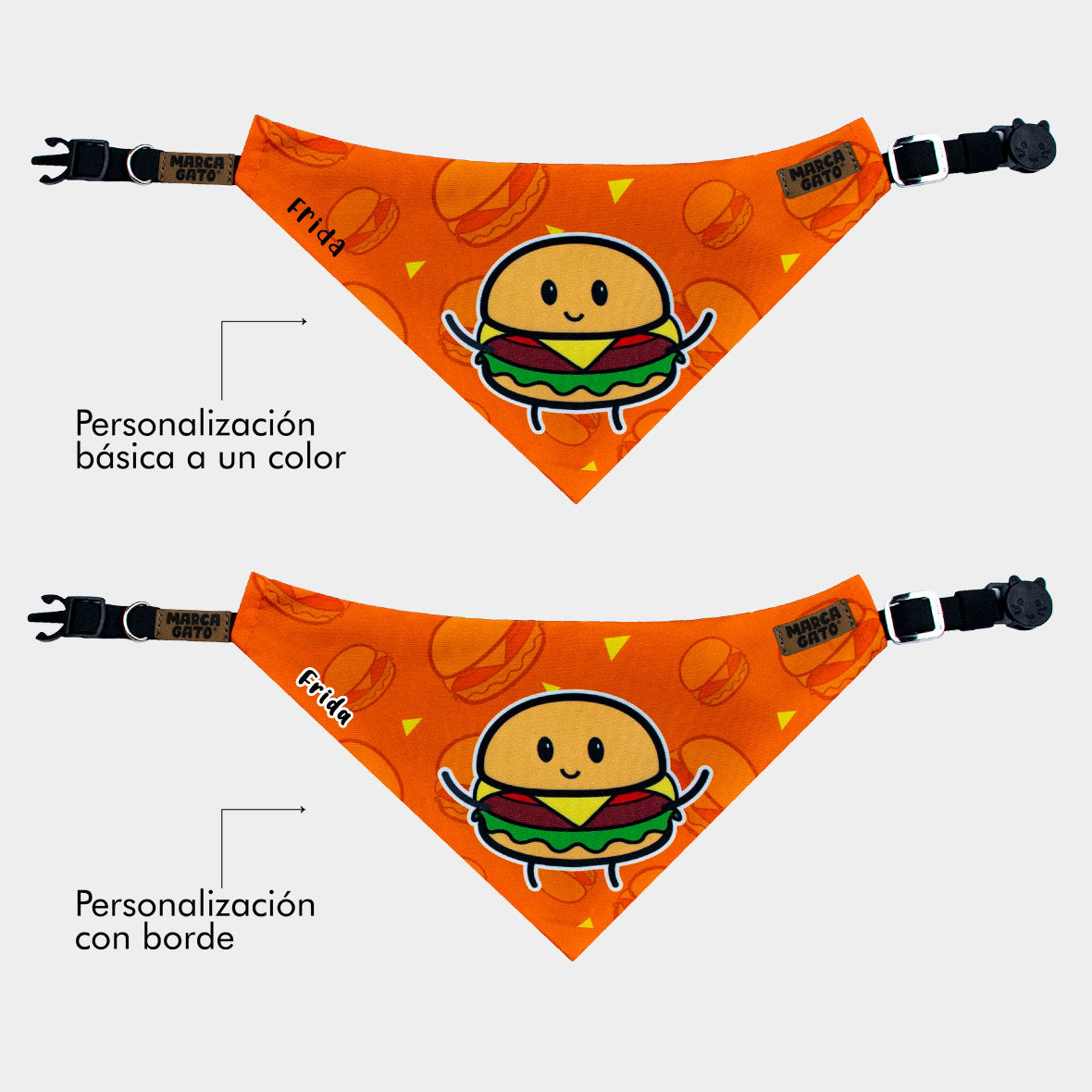 Pañoleta personalizada para gatos - pañoleta hamburuesa