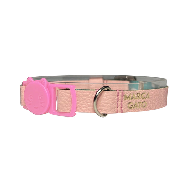 Collar en cuero vegano para gatos en rosa
