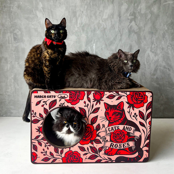 Rascador para gato Horizontal tipo cueva coleccion Cats and rose