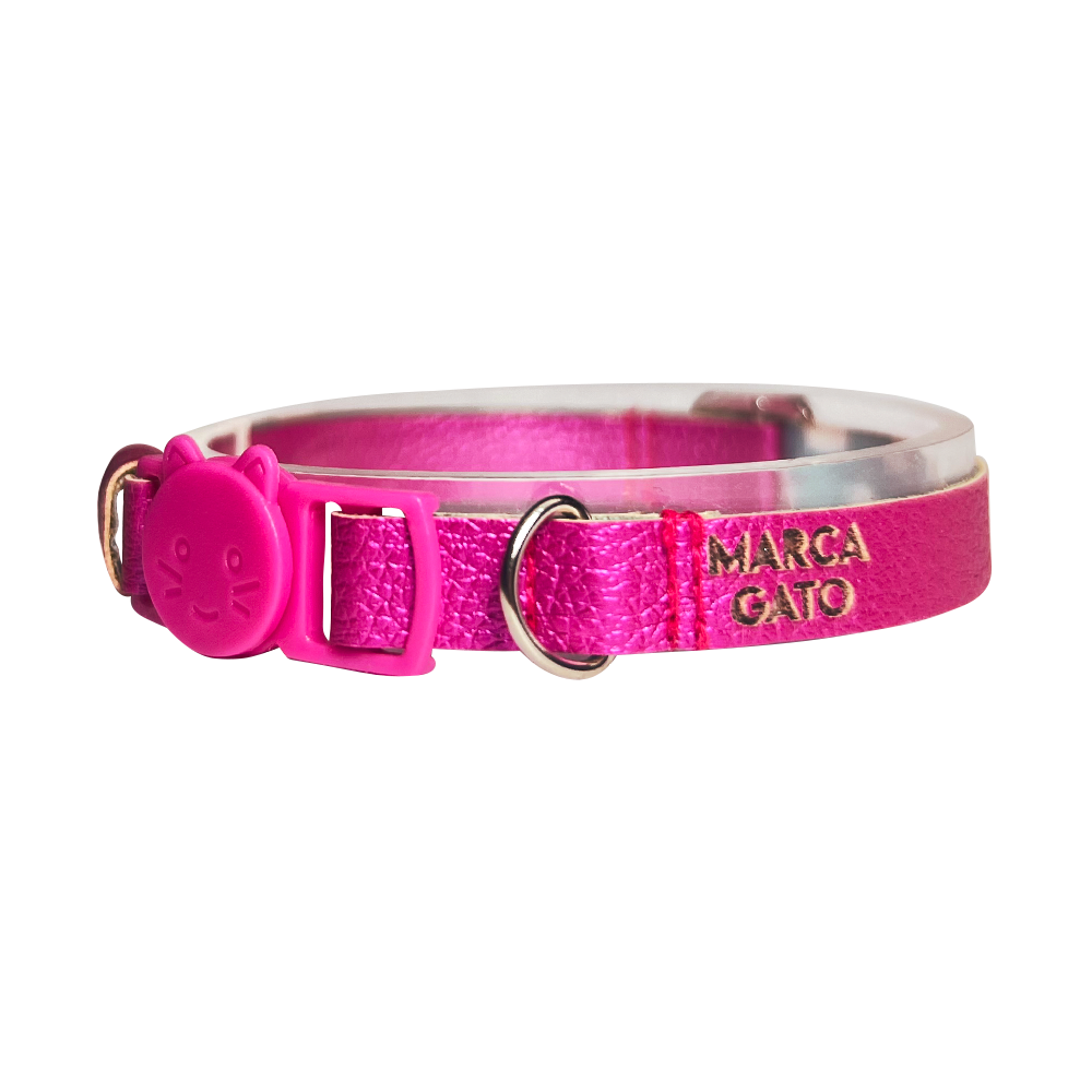 Collar en cuero vegano para gatos pink