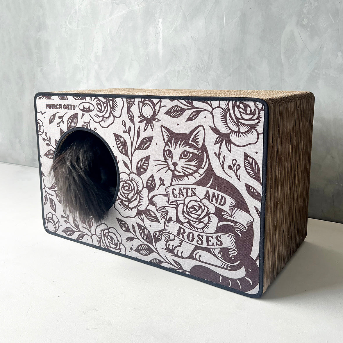 Rascador para gato Horizontal tipo cueva coleccion Cats and rose