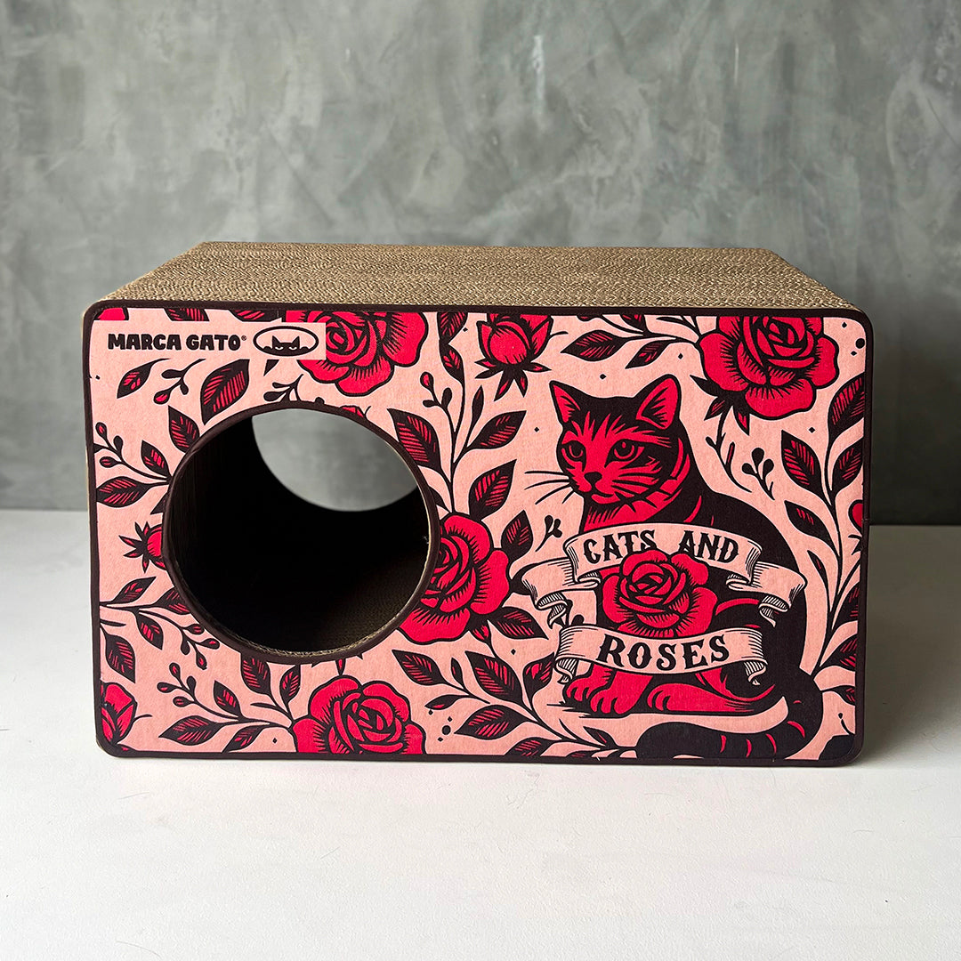 Rascador para gato Horizontal tipo cueva coleccion Cats and rose
