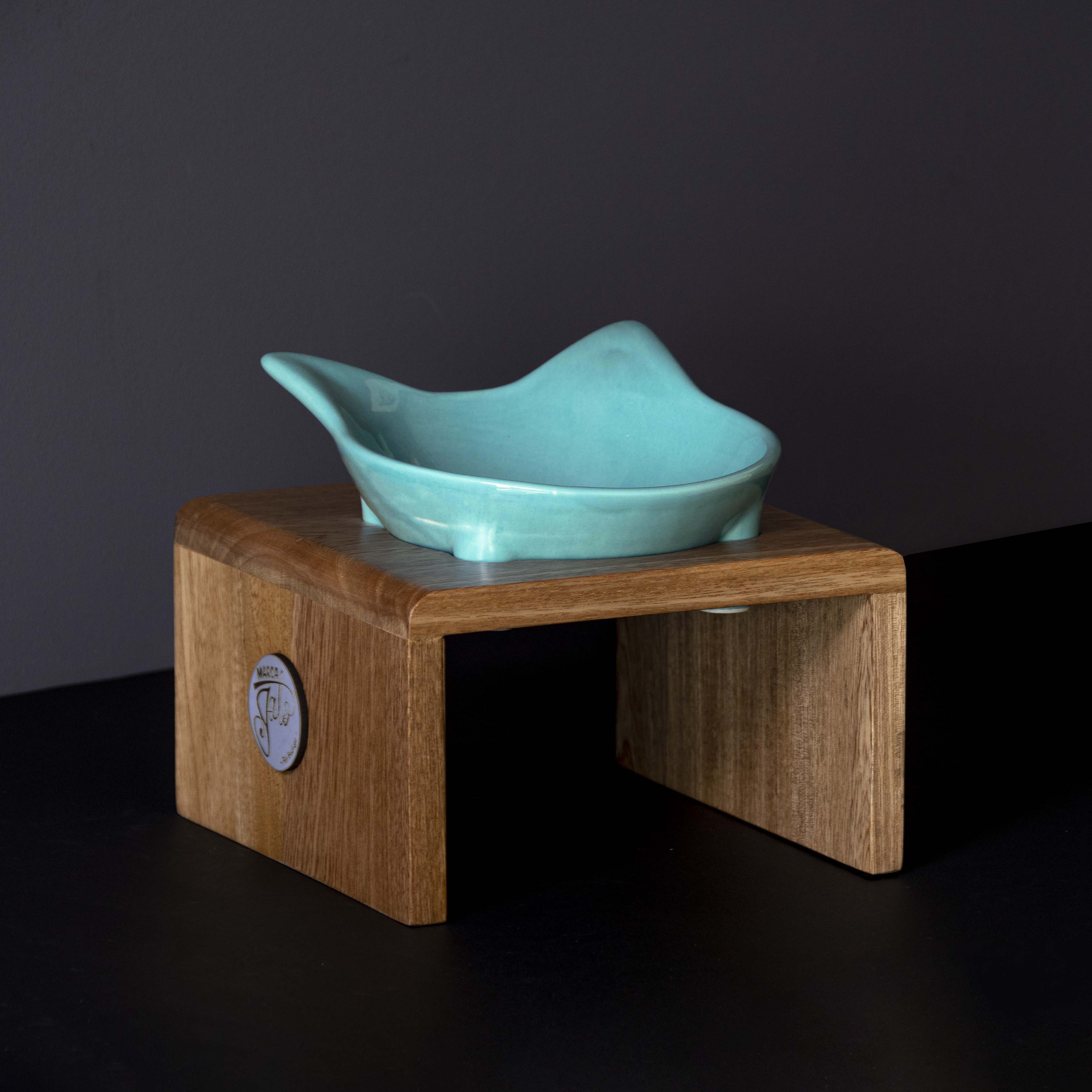 Comedero cerámica y roble x 1 puesto