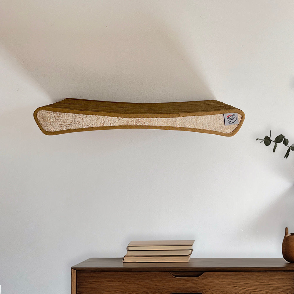 rascador horizontalde carton corrudago doble pared para gatos anclado a la pared