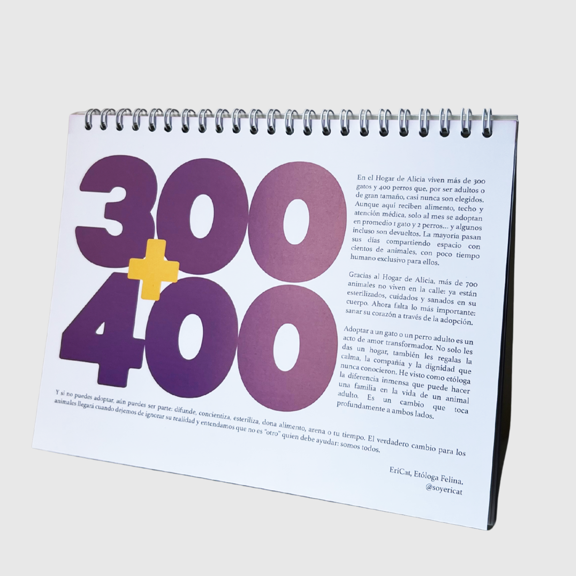 Calendario 2026 planeador, organizador, calendario solidario de gatos y perros