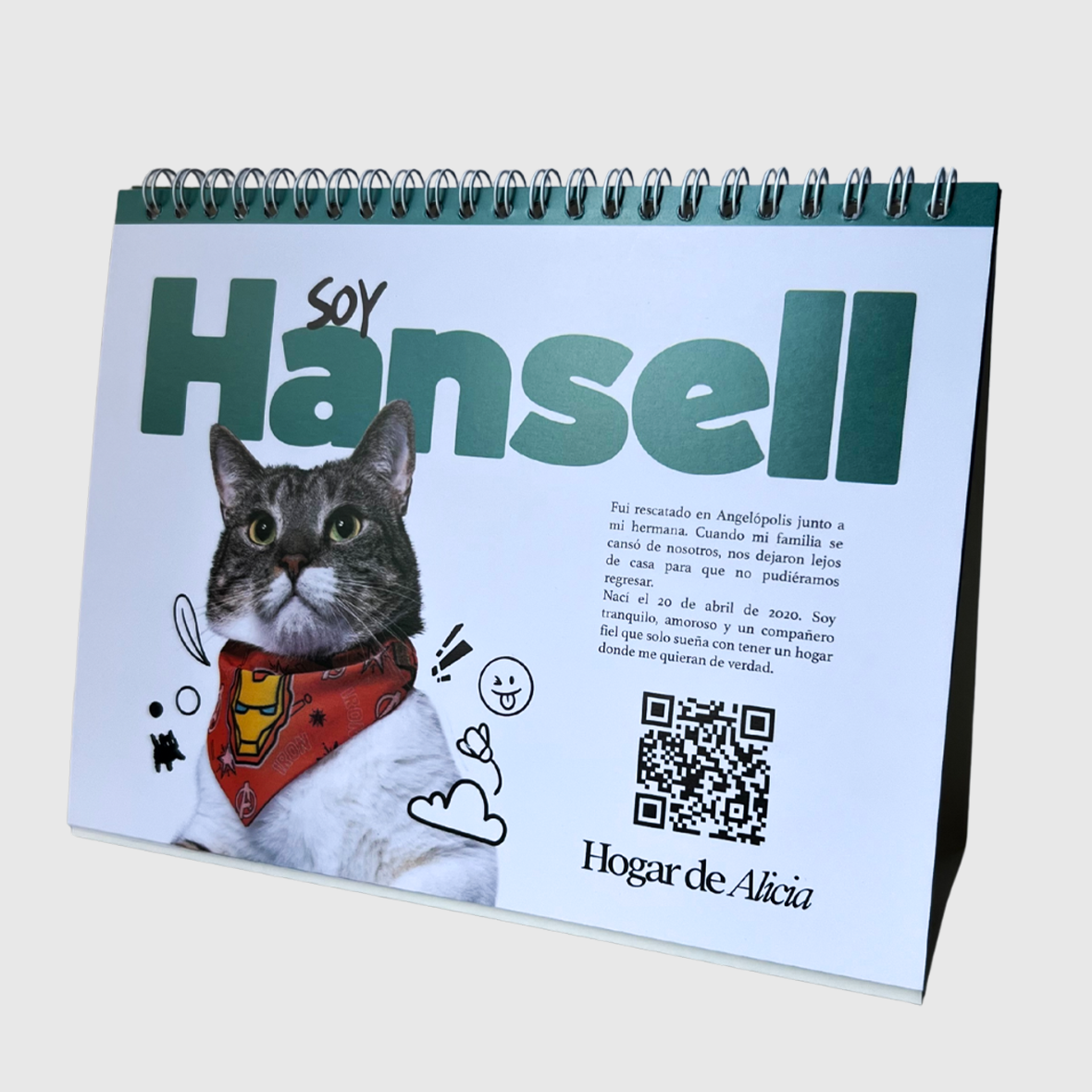 Calendario 2026 planeador, organizador, calendario solidario de gatos