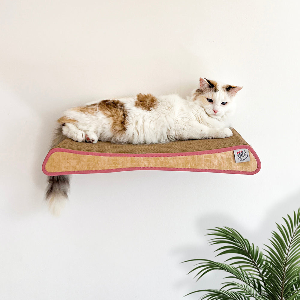 Rascador quecito de carton corrugado doble pared horizontal para gato para pared.