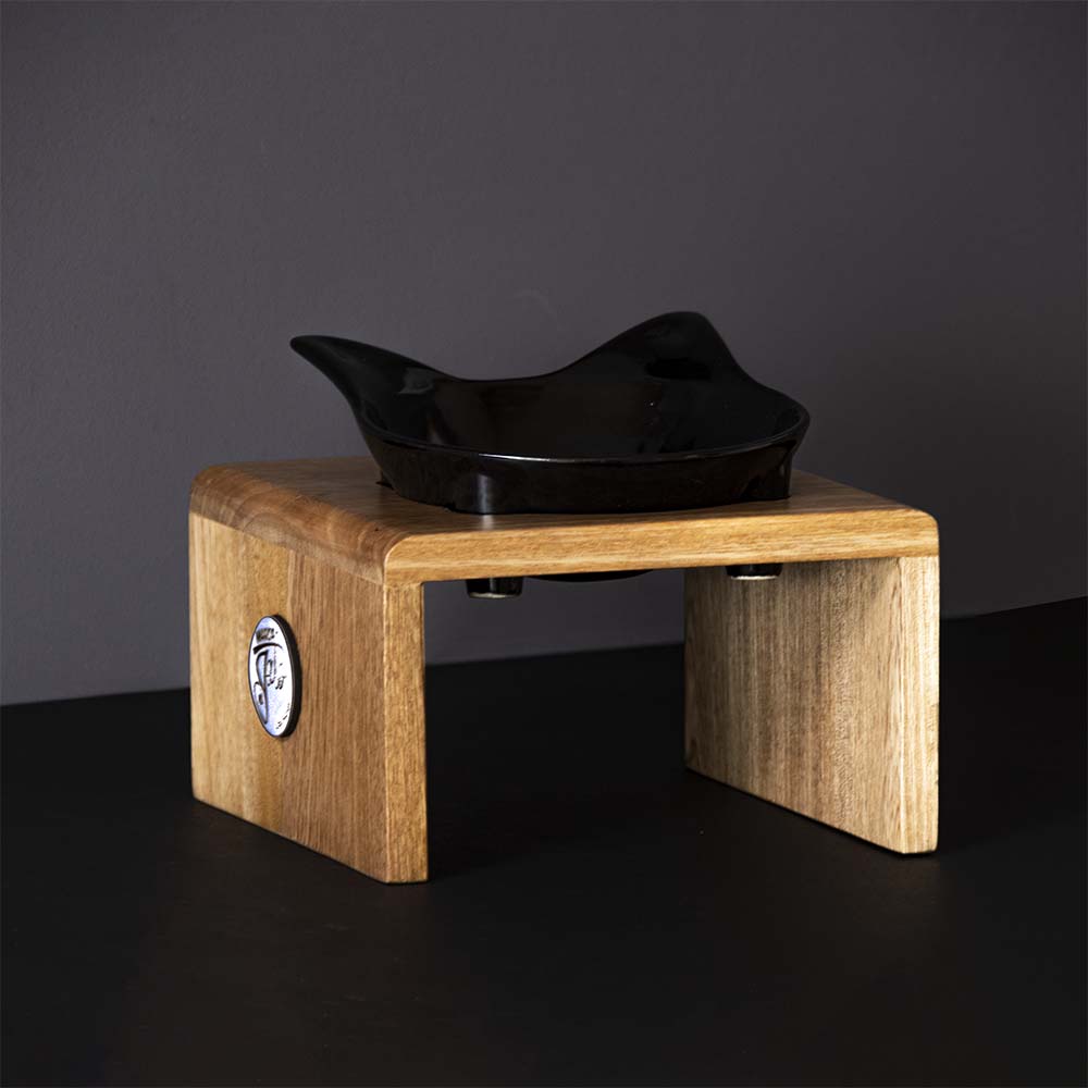 Comedero cerámica y roble x 1 puesto