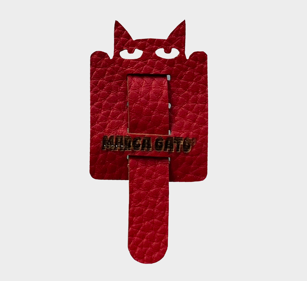 Organizador de cables de cuero vegano con forma de gato