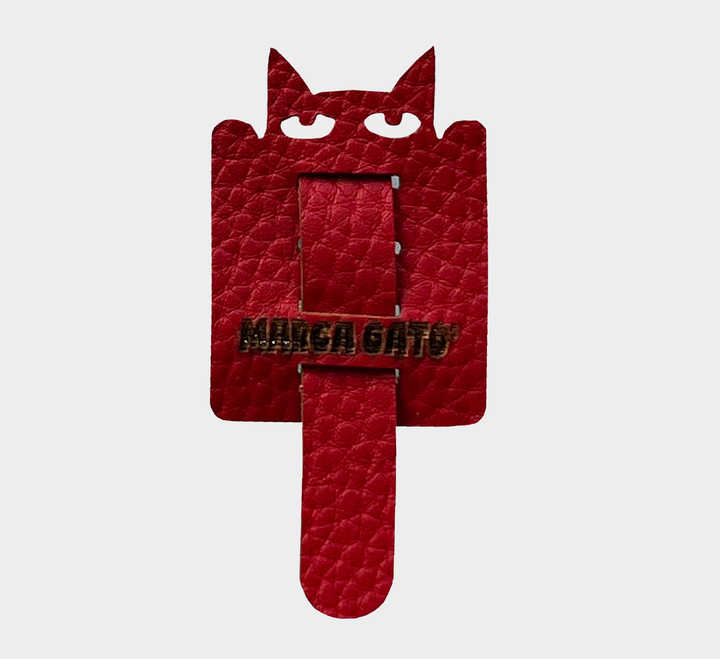 Organizador de cables de cuero vegano con forma de gato