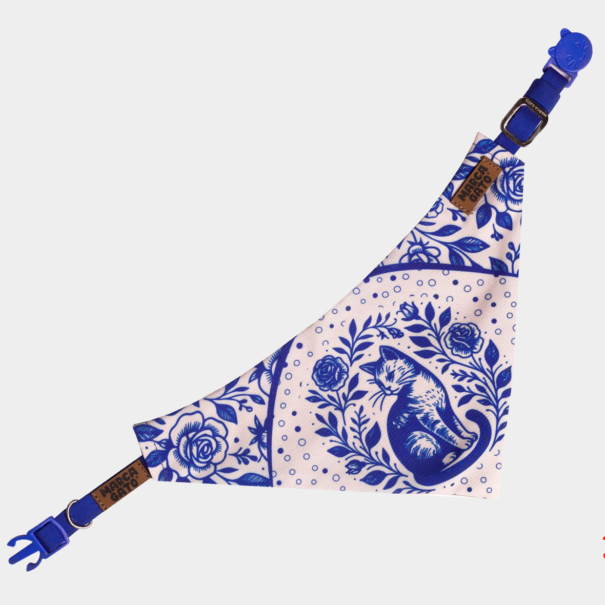 Pañoleta para gatos azul Rey rosas elegante cats and roses mascota