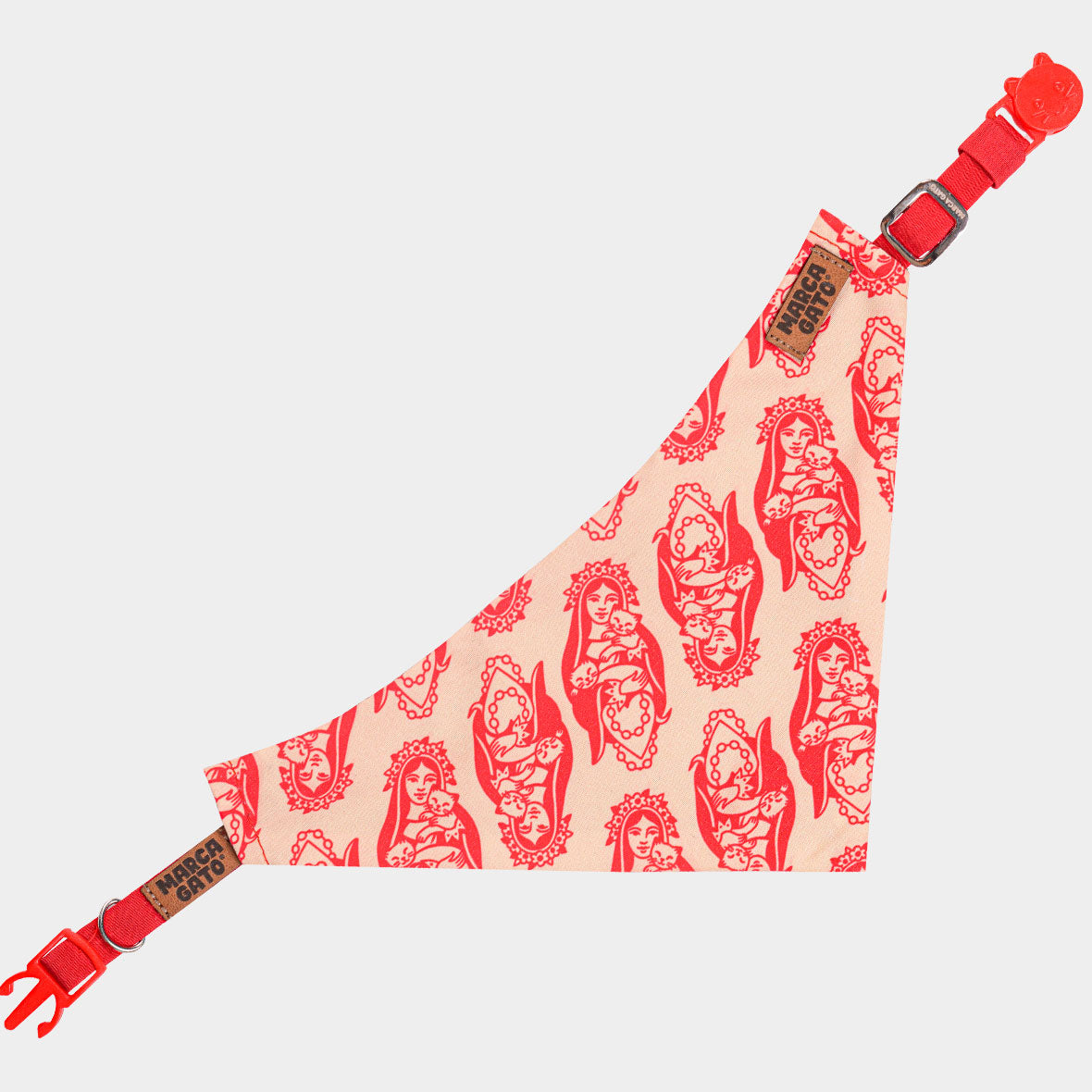 Pañoleta para gatos virgen de los gatos protección religiosa rosas felino