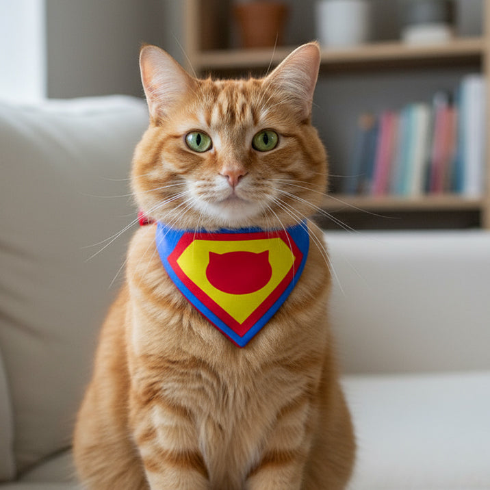 pañoleta para gatos azul, pañoleta con broche de seguridad para gatos