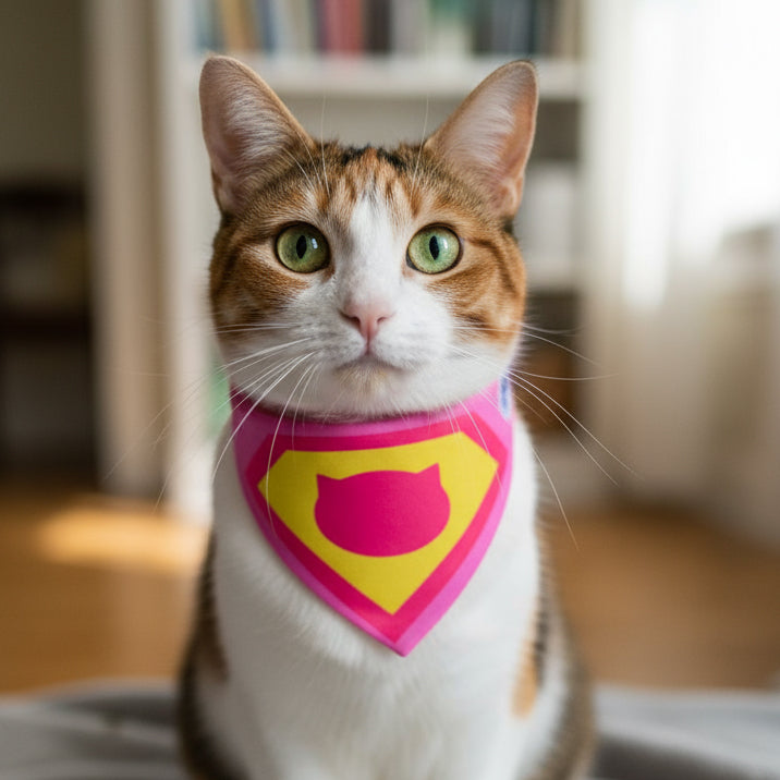 pañoleta para gatos rosa, pañoleta con broche de seguridad para gatos