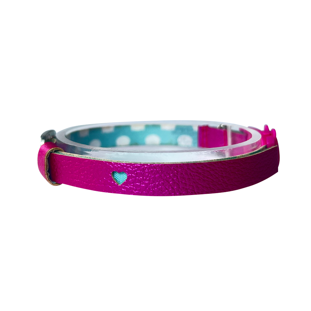 Collar en cuero vegano para gatos en color Pinky