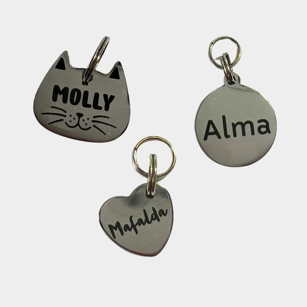 plaquitas de identificación para gatos - paquitas ID - plaquitas personalizadas