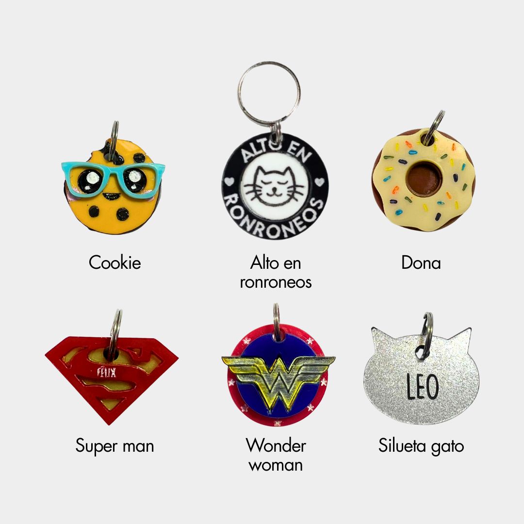 plaquitas de identificación para gatos - paquitas ID - plaquitas personalizadas
