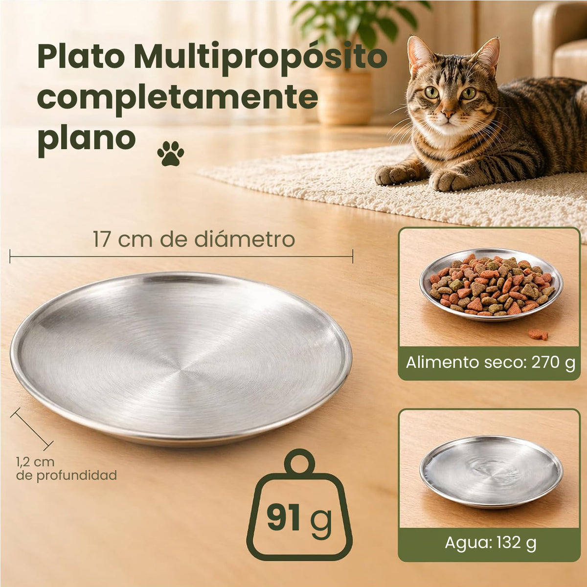 Plato Bigotes libres en acero inoxidable