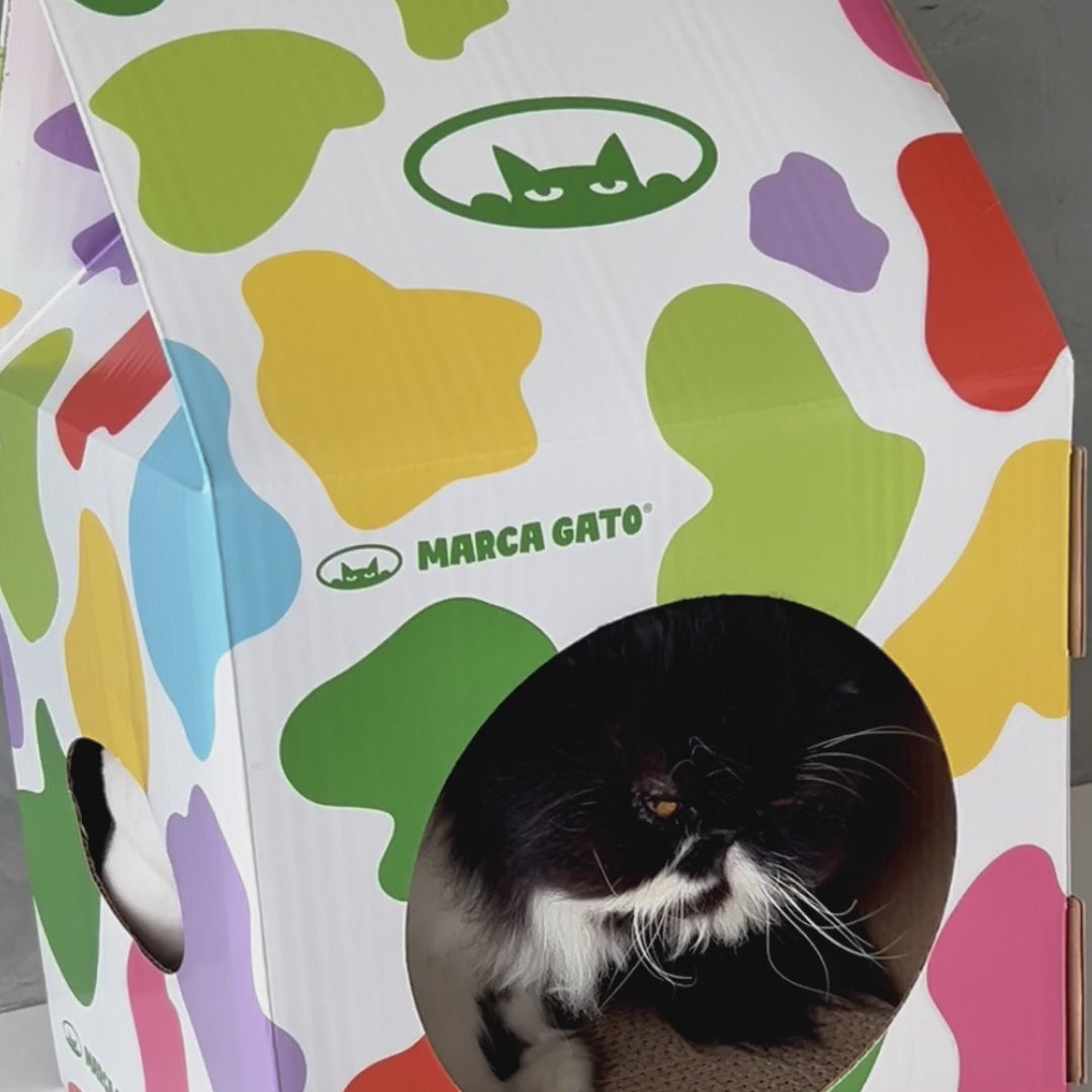 Rascador Casa Gatos Caja Leche Cartón Cama Refugio Cueva Felino