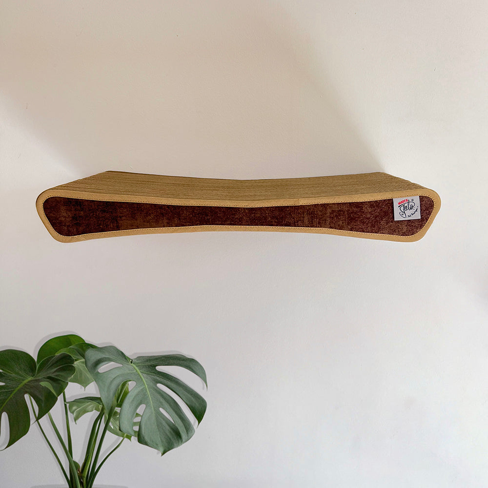 rascador horizontalde carton corrudago doble pared para gatos anclado a la pared