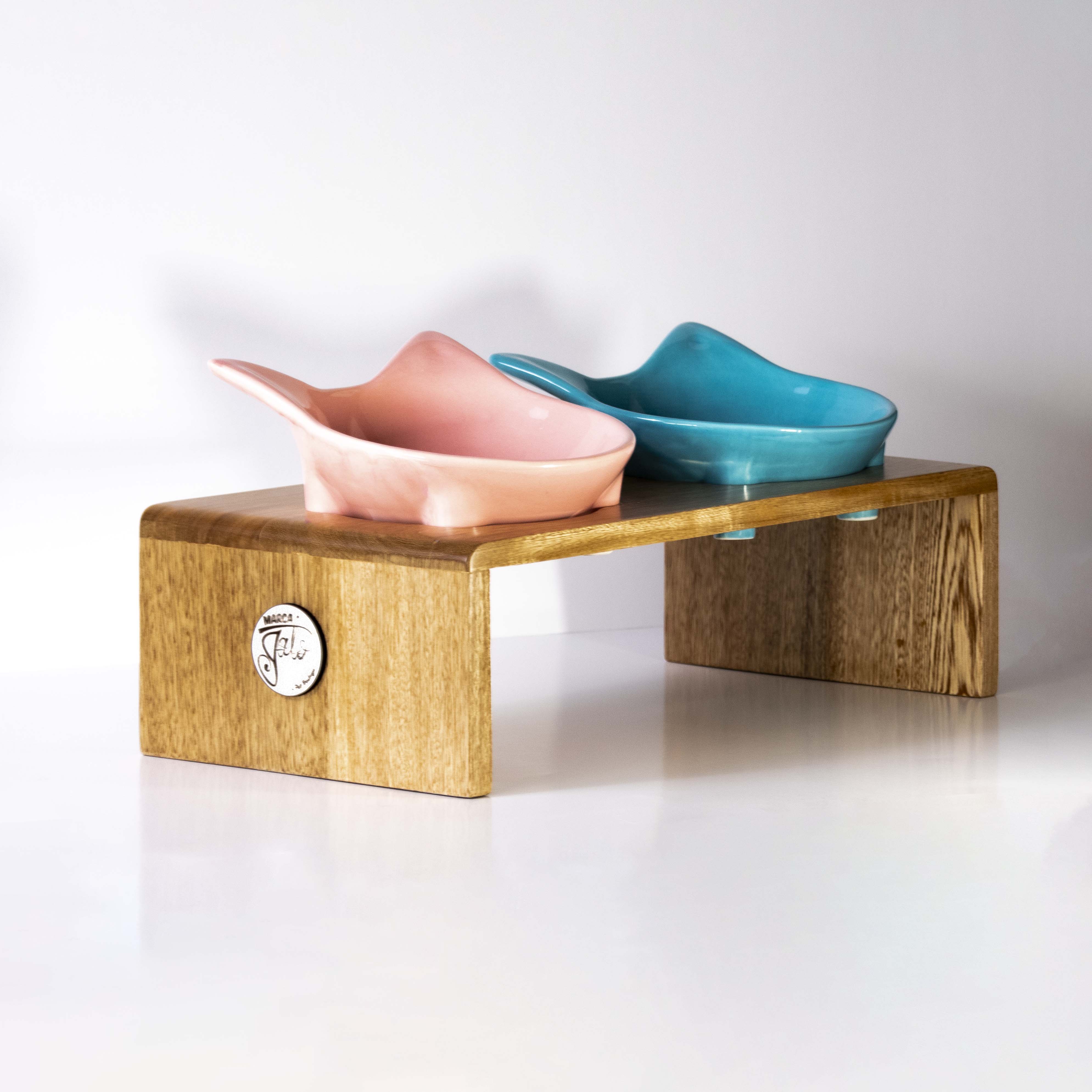 Comedero para gatos comedero de roble platos de cerámica para gatos  comedero para mascotas elevado